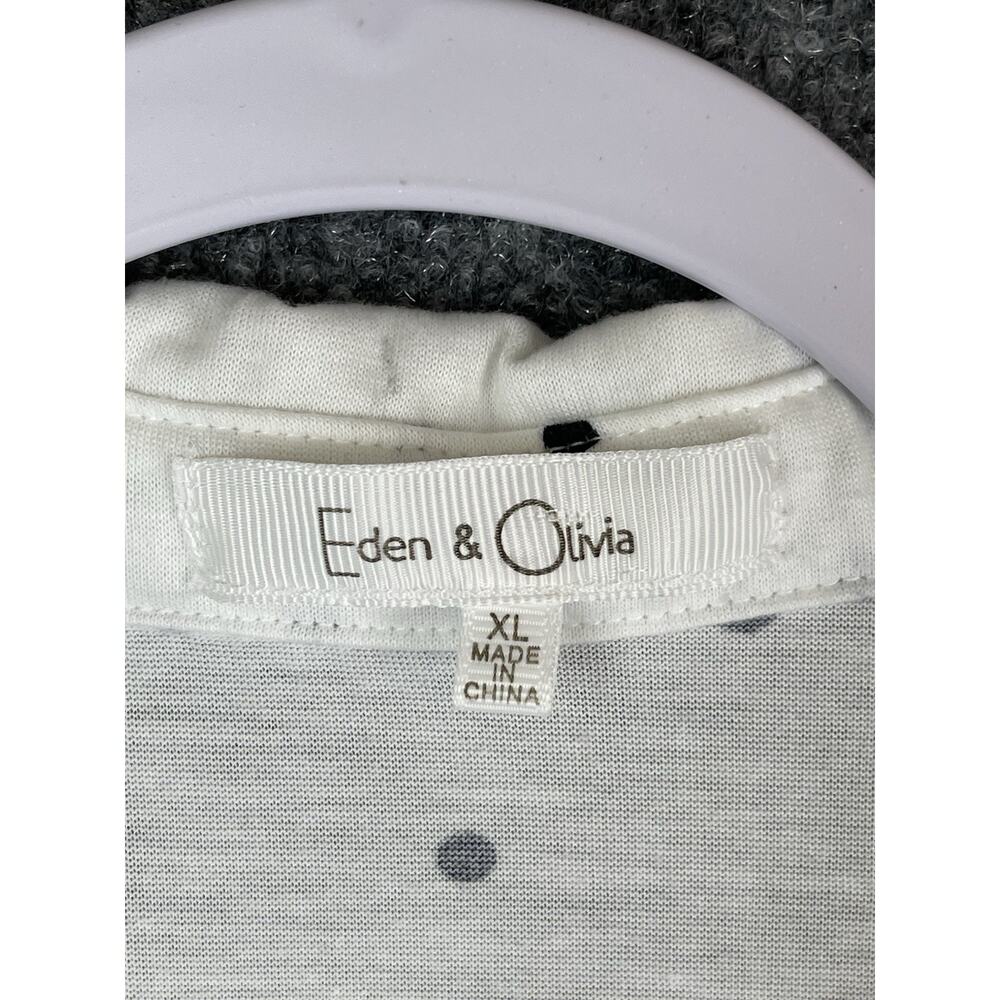 Eden & Olivia Top Women's XL White Black Poka dots Dutton Down Tye Waist - Picture 4 of 9